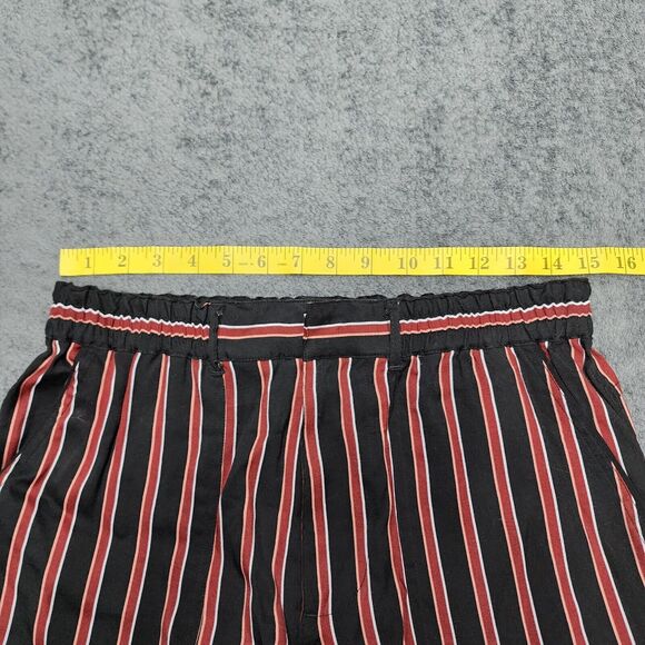 By Anthropologie Women's Red/Black Silky Striped Ankle Tie Jogger Pants Size S - Picture 6 of 10